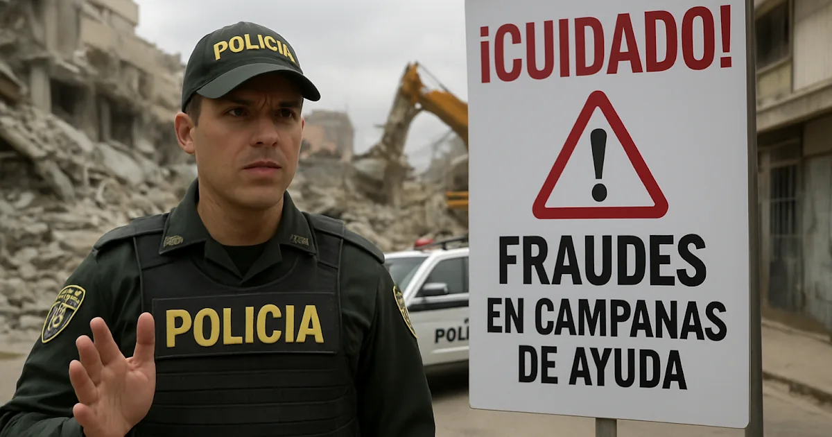 Uniformado de la Policía Nacional de Colombia emitiendo recomendaciones de seguridad ciudadana.