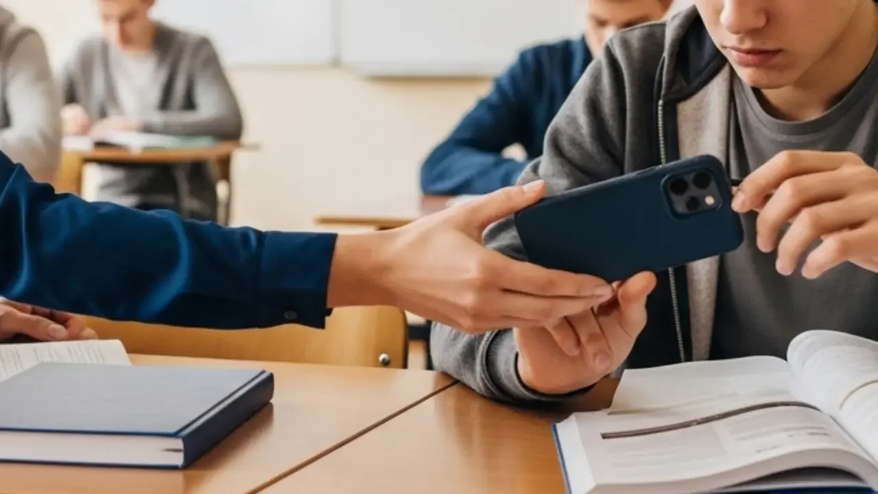Estudiantes en un salón de clase con restricción de celulares en Bogotá, según borrador de resolución.