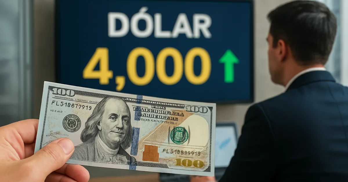 Billetes de dólares y pesos colombianos en un entorno de análisis bursátil y financiero