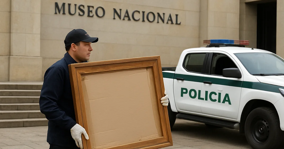 Fachada del Museo Nacional de Colombia en Bogotá bajo un cielo nublado