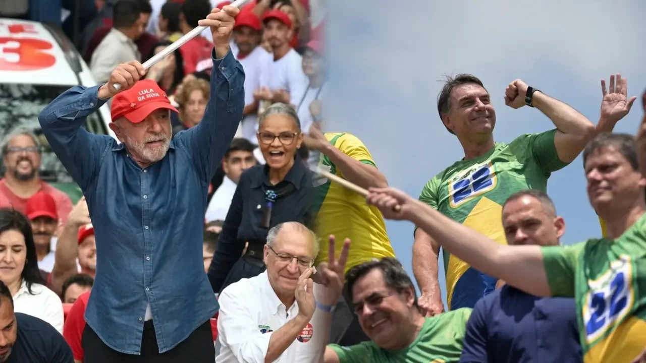 Simpatizantes ondean banderas durante los actos de cierre de campaña de la segunda vuelta presidencial en Brasil.