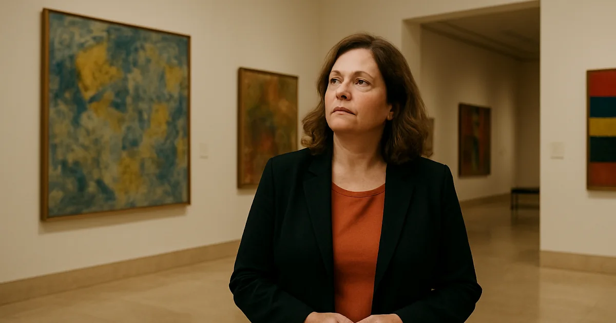 María Belén Sáez, directora del Museo de Arte Moderno de Bogotá (MAMBO), en las salas de exposición del recinto.