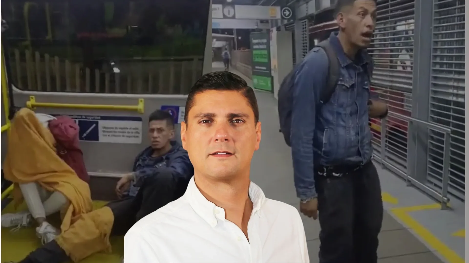 Interior de un bus articulado de TransMilenio en Bogotá donde personas se encuentran instaladas en el piso.
