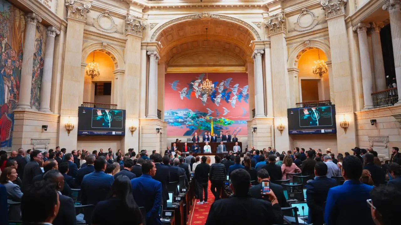 Salón elíptico del Congreso de la República de Colombia durante la votación del Presupuesto General de la Nación.