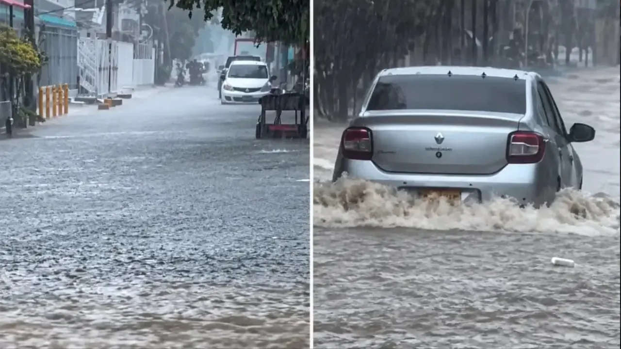 Inundaciones y acumulación de agua en calles del Caribe colombiano debido a las fuertes lluvias.